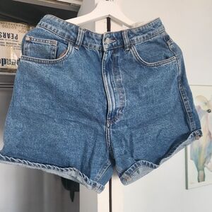 Zara High Waist Blue Denim Shorts